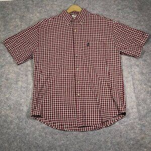 Walt Disney World Mickey Mouse Mens Checkered Short Sleeve Shirt Size‎ M Cotton